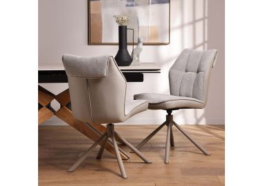 כסא פינת אוכל בד בגוון אפור בהיר דגם קאליה