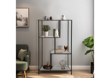 כוננית עיצוב גיאומטרי מודרני ממתכת בגוון שחור דגם 23010