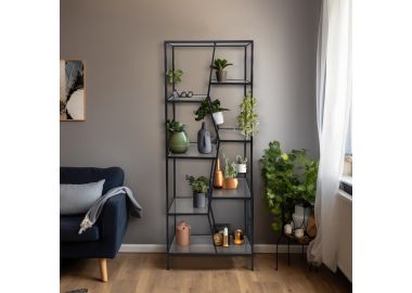 כוננית מדפים ממתכת בגוון שחור דגם 23080