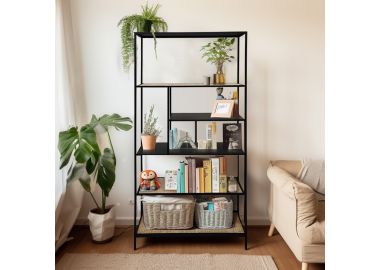 כוננית מדפים מתכת שחורה דגם 604