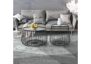 זוג שולחנות סלון ממתכת בגוון שחור דגם 0322L