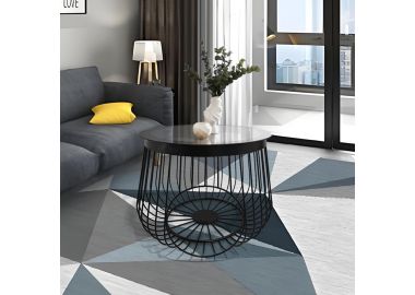 שולחן סלון קוטר 74 ס"מ בגוון שחור דגם 0323