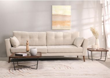 ספה תלת מושבית 245 ס"מ בד בגוון בז' דגם ברנדה