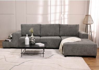 ספה פינתית ימין 300 ס"מ בד אפור/ירוק דגם היידי