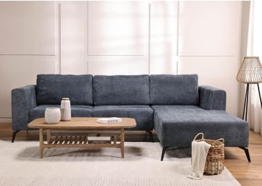 ספה פינתית ימין 300 ס"מ בד כחול דגם ג'ניס