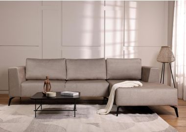 ספה פינתית ימין 300 ס"מ בד בז' כהה דגם ג'ניס