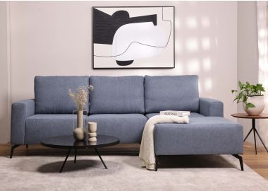 ספה פינתית ימין 240 ס"מ בד בגוון כחול דגם מקס