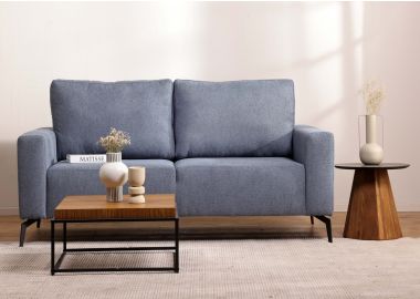 ספה דו מושבית 180 ס"מ בד בגוון כחול דגם מקס