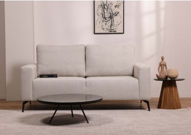 ספה דו מושבית 180 ס"מ בד בגוון אבן דגם מקס