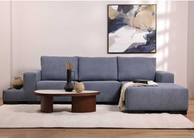 ספה פינתית ימין 300 ס"מ בד כחול כהה דגם היידי