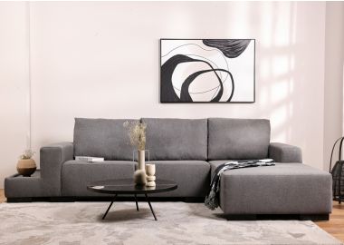 ספה פינתית ימין 300 ס"מ בד אפור כהה דגם היידי