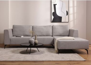 ספה פינתית ימין 300 ס"מ בד בגוון אפור בהיר דגם ג'ניס