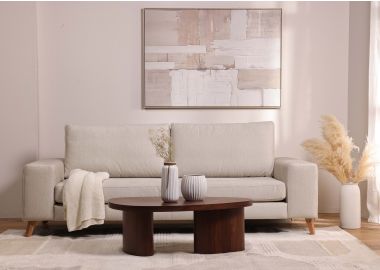 ספה תלת מושבית 243 ס"מ בד בגוון בז' דגם מורדי