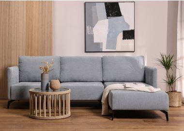 ספה פינתית ימין 240 ס"מ בד בגוון אפור בהיר דגם קווין