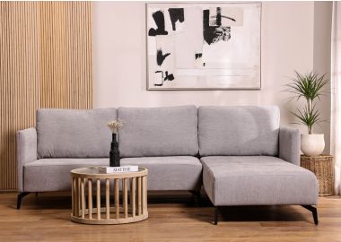 ספה פינתית ימין 240 ס"מ בד בגוון אפור דגם קווין