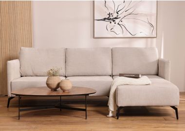 ספה פינתית 240 ס"מ ימין בד בגוון אבן דגם קווין