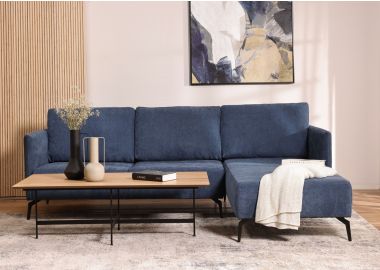 ספה פינתית 240 ס"מ ימין בד בגוון כחול דגם קווין