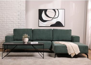 ספה פינתית ימין 270 ס"מ בד בגוון ירוק דגם ריילי