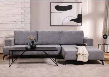 ספה פינתית ימין 270 ס"מ בד בגוון אפור דגם ריילי