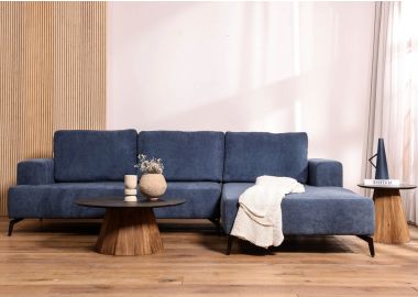 ספה פינתית ימין 270 ס"מ בד בגוון כחול דגם ריילי