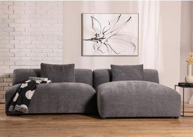 ספה פינתית ימין 145*260 ס"מ בד בגוון אפור כהה דגם פופ