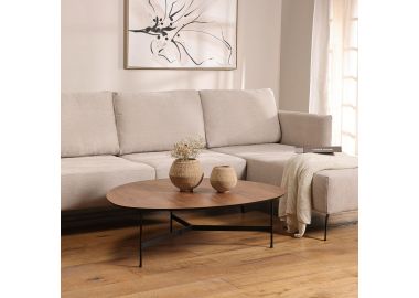 שולחן סלון אובלי 65*65 פורניר אגוז דגם מימי