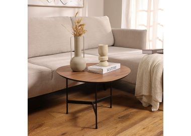 שולחן סלון אובלי 90*110 פורניר אגוז דגם מימי