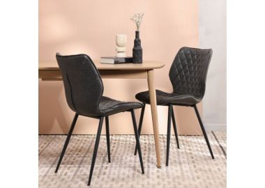 כסא פינת אוכל שחור דמוי עור דגם GEOMETRY
