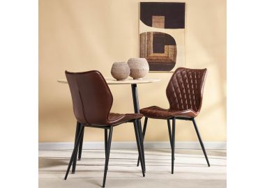 כסא פינת אוכל חום דמוי עור דגם GEOMETRY