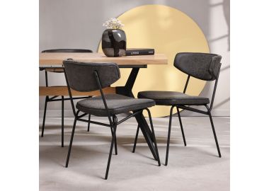 כסא פינת אוכל שחור דמוי עור דגם MOLDO