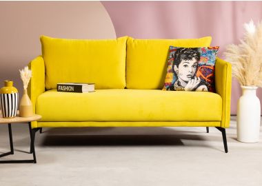 ספה דו מושבית 160 ס"מ בגוון צהוב דגם PINI