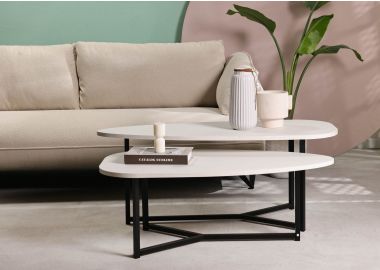 זוג שולחנות סלון בגוון לבן דגם ZOGO