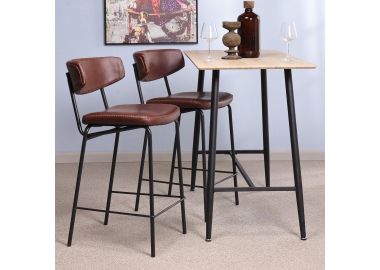 כסא בר משענת גב חום דמוי עור דגם MOLDO