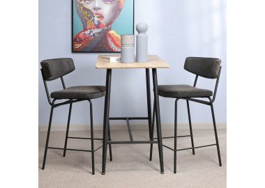 כסא בר משענת גב שחור דמוי עור דגם MOLDO