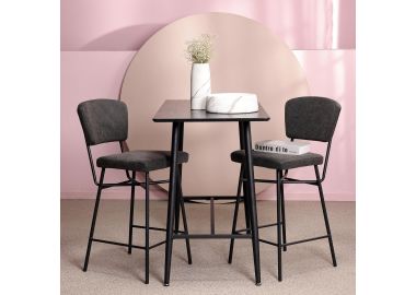 כסא בר דמוי עור שחור משענת גב דגם ZIKO