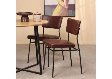 כסא פינת אוכל דמוי עור חום דגם ZIKO