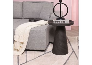 שולחן פינתי עגול קוטר 45 ס"מ בגוון שחור/אפור דגם MARGO