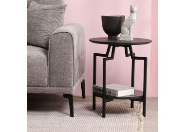 שולחן פינתי עגול קוטר 45 ס"מ בגוון שחור דגם COMBO