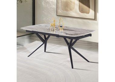 שולחן אוכל אבן קרמית באורך 1.8 מטר נפתח ל- 2.6 מטר דגם טרנד 