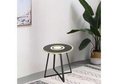  שולחן קוטר 50 ס"מ עם תאורת לד ובלוטוס בגוון שחור דגם 20189