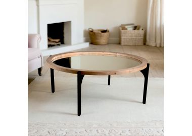 שולחן סלון עם משטח זכוכית ורגלי מתכת דגם GA249119 