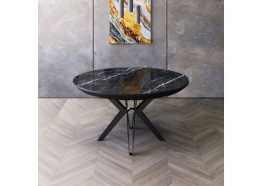 שולחן פינת אוכל עגולה נפתחת דגם גלורי גרניט שחור