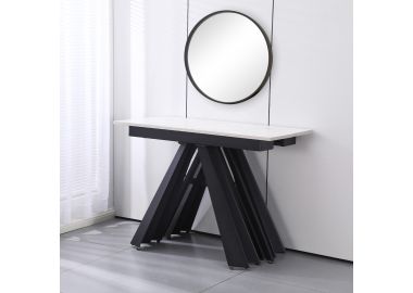 קונסולה מעוצבת נפתחת לפינת אוכל עד ל-3 מטר ברוחב 110 ס"מ דגם דוכס שיש אפור