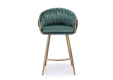 כסא בר דגם מילה קטיפה ירוק רגל זהב