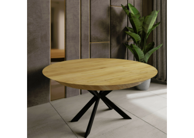 שולחן פינת אוכל עגול נפתח דגם עץ טבעי