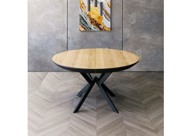 שולחן פינת אוכל עגול נפתח דגם גלורי גרניט עץ טבעי 