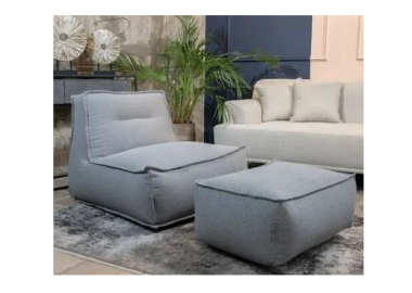 פוף כורסא Provence במילוי ספוג CLOUD צבע אפור