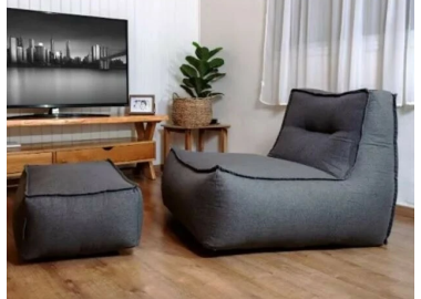 פוף כורסא Provence במילוי ספוג CLOUD צבע אפור כהה