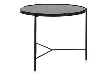 שולחן סלון עגול עץ מלא בגוון שחור קוטר 60 ס"מ דגם COSMO