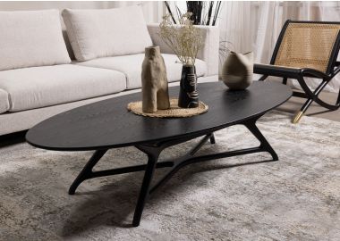 שולחן סלון בגוון שחור 80*180 ס"מ דגם OVALY